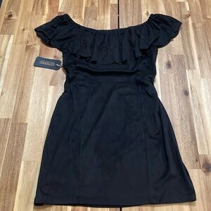 NWT Shyanne Off Shoulder Suede Mini Dress LBD